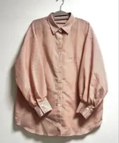 【ほぼ未使用】ストライプオーバーサイズシャツ　オレンジ×ホワイト　フリー