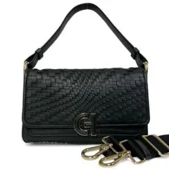 極美品✨COLE HAAN 編み込みレザー 2way ハンドバッグ 本革 黒