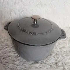【美品】STAUB ラ ココット de GOHAN カンパーニュＬグレーのサムネイル