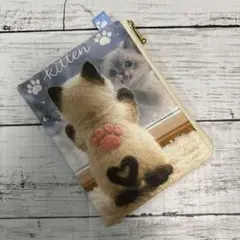 2905✨ビッグフェイス猫✨ビッグポーチ マチあり ハンドメイド - メルカリ