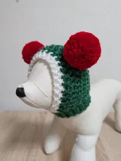 ハンドメイド犬帽子　 クリスマス帽子㉒　グリーン