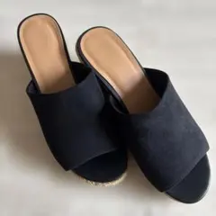 UNIQLO ユニクロ　GU ブラック スエード風 オープントゥサンダル