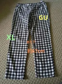 【GU】おしゃれさんに。チェック柄カジュアルパンツ　L　ウエストゴム
