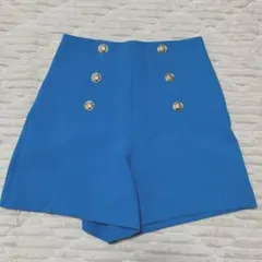 ZARA ブルー ハイウエスト ショートパンツ 青 水色