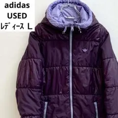 ★adidas★アディダス★中綿ジャケット レディース パープル 刺繍ロゴ