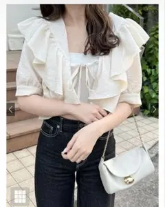 【新品未使用】GRL ショルダーフリルショート丈ボレロ