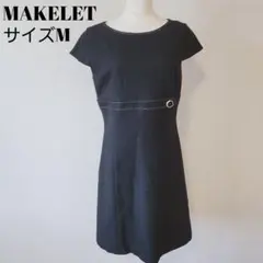 メイクレット 半袖 ワンピース ステッチデザイン ブラック 9AR A1138のサムネイル
