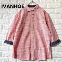 IVANHOE シャツ 七分袖 リネン混 綿 LL カジュアル 袖ロールアップ