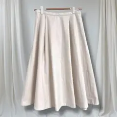 ミニマムミニマム 膝下丈フレアスカート S オフホワイト 厚手 裏地付き 上品