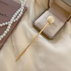 かんざし 髪飾り 和装小物 一本挿し 丸玉モチーフ ゴールド　約14cm