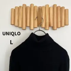 【ウールマーク】ユニクロ【L】タートルネック ニット 毛100% ブラック 秋冬