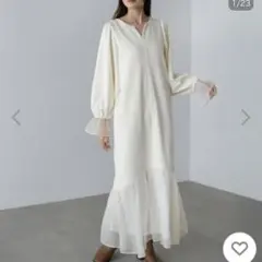 Bab ブージュルード ロングワンピース オーガンジー切替スウェットワンピース