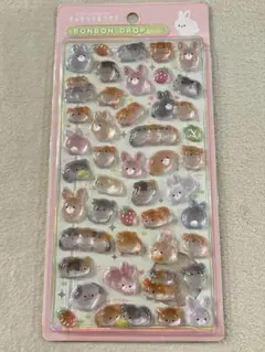 ボンボンドロップ　ウサギ&モルモット　動物系　立体シール