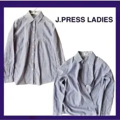 J.PRESS レディス 2WAY カシュクール チェックシャツ 綿 長袖のサムネイル