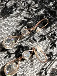 シルバーローズゴールドコート スワロフスキーピアス