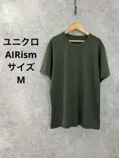 ユニクロAIRism /Mサイズ/半袖Tシャツ/ダークグリーン