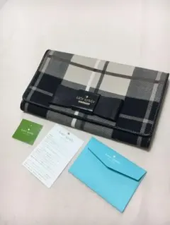 美品 ケイトスペード クラッチバッグ チェック リボン