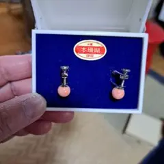 ビンク本珊瑚　クリップ式イヤリング
