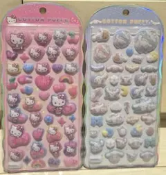 ハローキティ・シナモロール コットンパフィシール 2枚セット