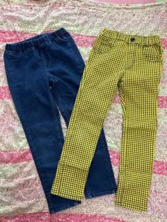 e.a.b 千鳥プリントパンツとユニクロ デニム 2枚セットのサムネイル