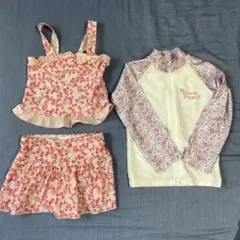 【美品】セパレート水着　ラッシュガード　花柄　100cm