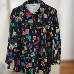 カラフル幾何学模様 長袖シャツ