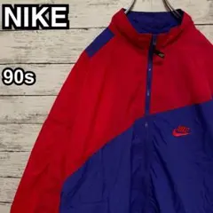 961【人気XLサイズ】ナイキ♤刺繍ロゴ　90s 銀タグ　ナイロンジャケット希少
