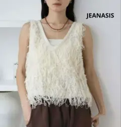 JEANASIS ループフリンジヤーンニットベスト アイボリー