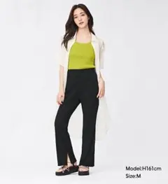 新品 L GU リブスリム フレアパンツ ストレッチパンツ