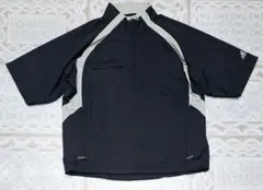 アディダス ナイロンジャケット 半袖 ハーフジップ ゴルフ ブラック