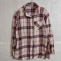 長袖シャツ ピンク チェック柄 羽織 カジュアル 輸入古着　レディース
