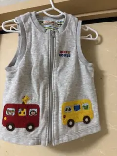 miki HOUSE 動物刺繍 ジップアップベスト