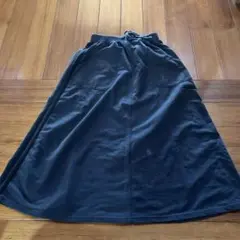 黒 スウェット ロングスカート ドローストリング付き