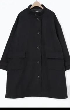 サマンサモスモス ウールライクスタンドネックコート チャコールグレー