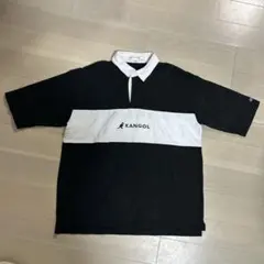 KANGOL ストライプ ポロシャツ 黒/白