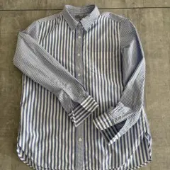 UNIQLO 青と白のストライプ 長袖シャツ M