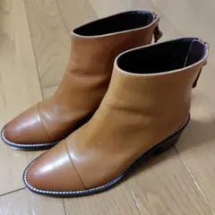 コールハーン　茶色レザーショートブーツ　ウォータープルーフ　22.5