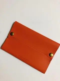 ❤️SALE❤️レザーポケットティッシュケース 本革 オレンジ