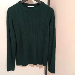 ✌BROWNY STANDARD ダークグリーン ケーブルニット