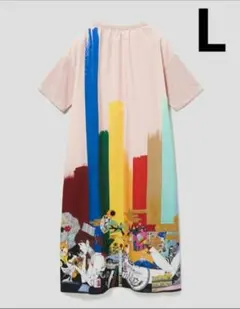 アクリルガッシュ｜ミックスファブリックワンピース Lサイズ 新品