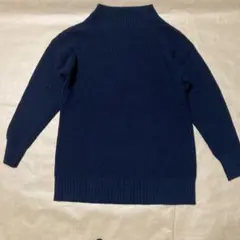 【インディヴィ】ネイビー 長袖セーター サイズ38 リブ編み