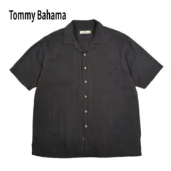 Tommy Bahama オープンカラー シルク シャツ ストライプ ブラック