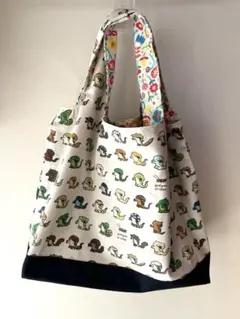 動物柄コットンエコバッグ,ミニポーチ