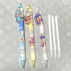 LABUBU ラブブ アクリルチャーム付き ボールペン 3本セット 替え芯付き