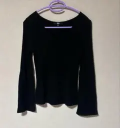 UNIQLO ★ユニクロ Vネック リブニット セーター フレア袖
