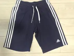 adidas キッズ 3ストライプス ハーフパンツ 紺色 綿100% 160cm