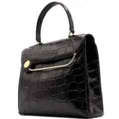 YOSHIE INABA ヨシエイナバ 牛革 クロコ ハンドバッグ ブラック
