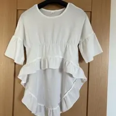 値下げ　SHEIN ホワイト フリル 半袖シャツ 10Y 130 トップス　白