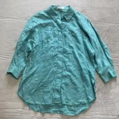 麻100% size40ミントグリーン　フィナモレ　リネン長袖シャツ 麻100% size40ミントグリーン フィナモレ リネン長袖シャツ - メルカリ