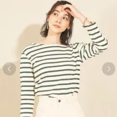 BEAUTY&YOUTH コットンボーダー＆ソリッド8分袖カットソー